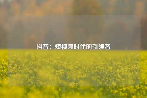 抖音：短视频时代的引领者