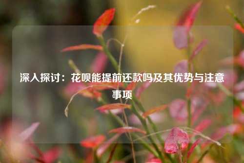 深入探讨:花呗能提前还款吗及其优势与注意事项