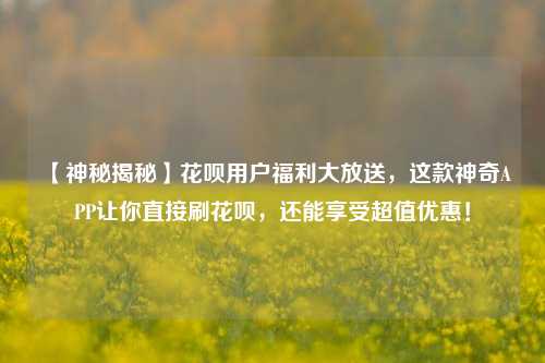 【神秘揭秘】花呗用户福利大放送，这款神奇APP让你直接刷花呗，还能享受超值优惠！