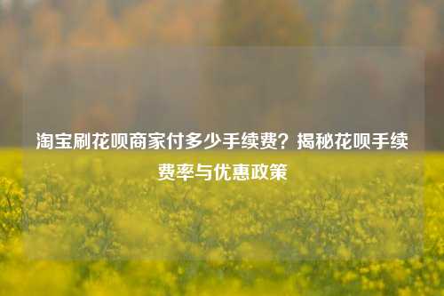 淘宝刷花呗商家付多少手续费？揭秘花呗手续费率与优惠政策