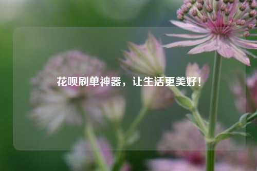 花呗刷单神器，让生活更美好！