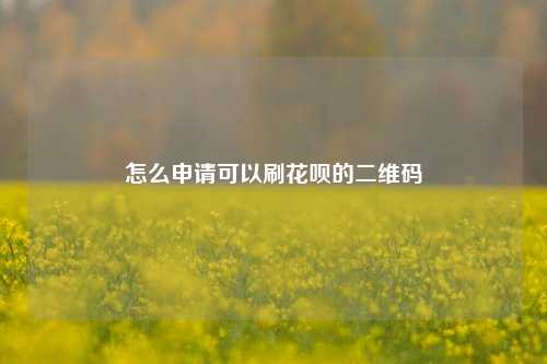 怎么申请可以刷花呗的二维码