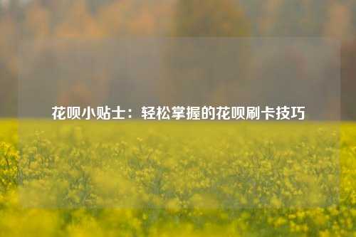 花呗小贴士：轻松掌握的花呗刷卡技巧