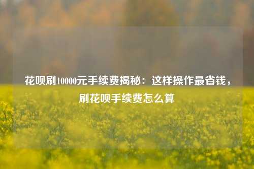 花呗刷10000元手续费揭秘：这样操作最省钱，刷花呗手续费怎么算