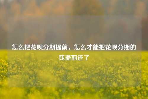 怎么把花呗分期提前，怎么才能把花呗分期的钱提前还了