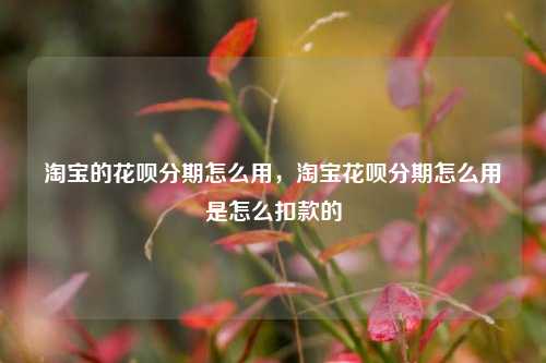 淘宝的花呗分期怎么用，淘宝花呗分期怎么用是怎么扣款的
