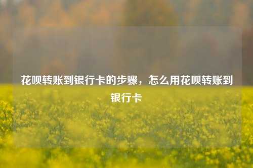 花呗转账到银行卡的步骤，怎么用花呗转账到银行卡