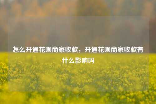 怎么开通花呗商家收款，开通花呗商家收款有什么影响吗
