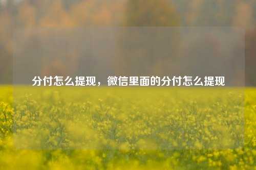 分付怎么提现，微信里面的分付怎么提现