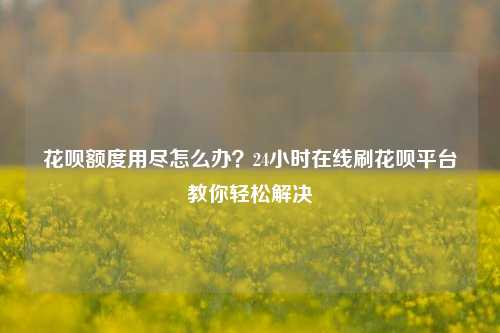花呗额度用尽怎么办？24小时在线刷花呗平台教你轻松解决