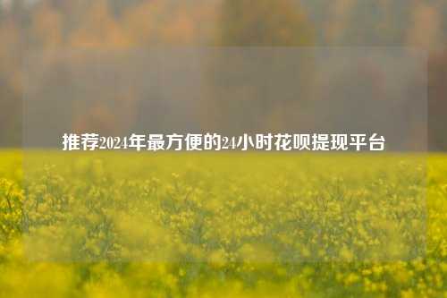 推荐2024年最方便的24小时花呗提现平台