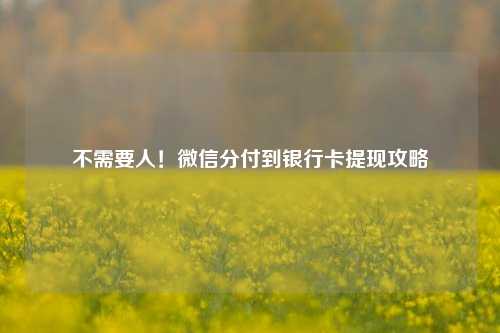 不需要人！微信分付到银行卡提现攻略