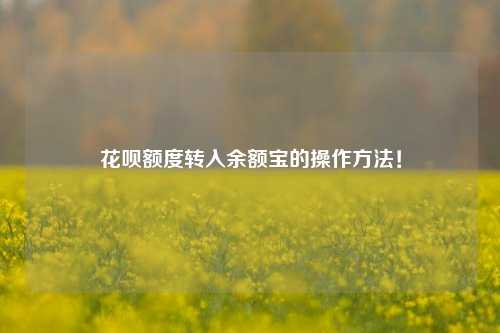 花呗额度转入余额宝的操作方法！
