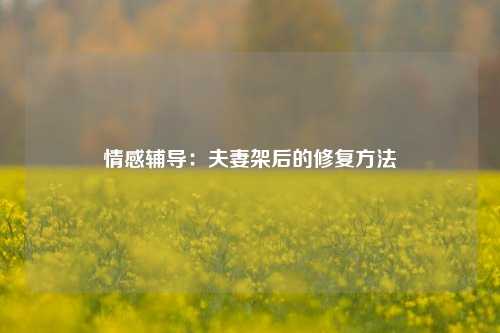 情感辅导：夫妻架后的修复方法