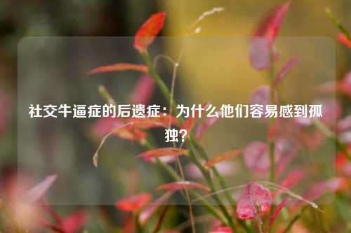 社交牛逼症的后遗症：为什么他们容易感到孤独？