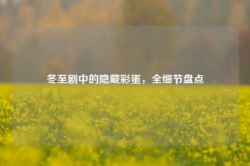 冬至剧中的隐藏彩蛋，全细节盘点
