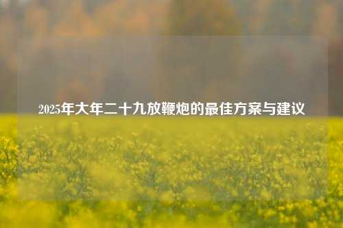2025年大年二十九放鞭炮的最佳方案与建议