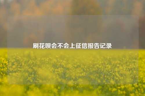 刷花呗会不会上征信报告记录