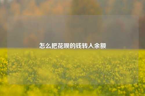 怎么把花呗的钱转入余额