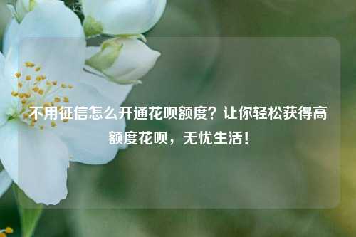 不用征信怎么开通花呗额度？让你轻松获得高额度花呗，无忧生活！