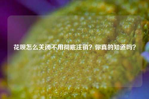 花呗怎么关闭不用彻底注销？你真的知道吗？