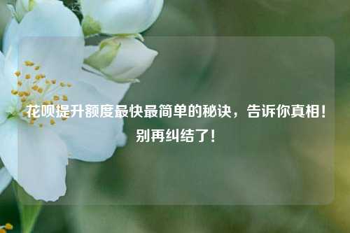 花呗提升额度最快最简单的秘诀，告诉你真相！别再纠结了！