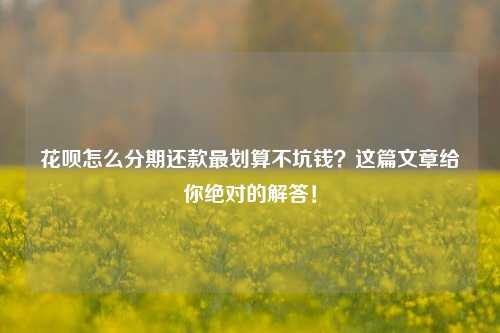 花呗怎么分期还款最划算不坑钱?这篇文章给你绝对的解答!
